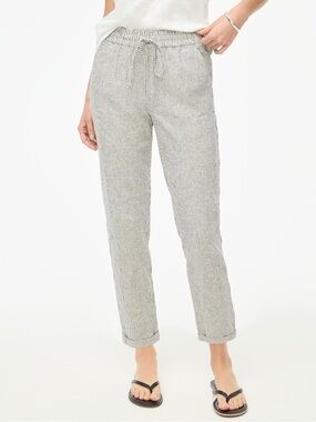 J Crew Petite striped linen-cotton blend drawstring pant size 2